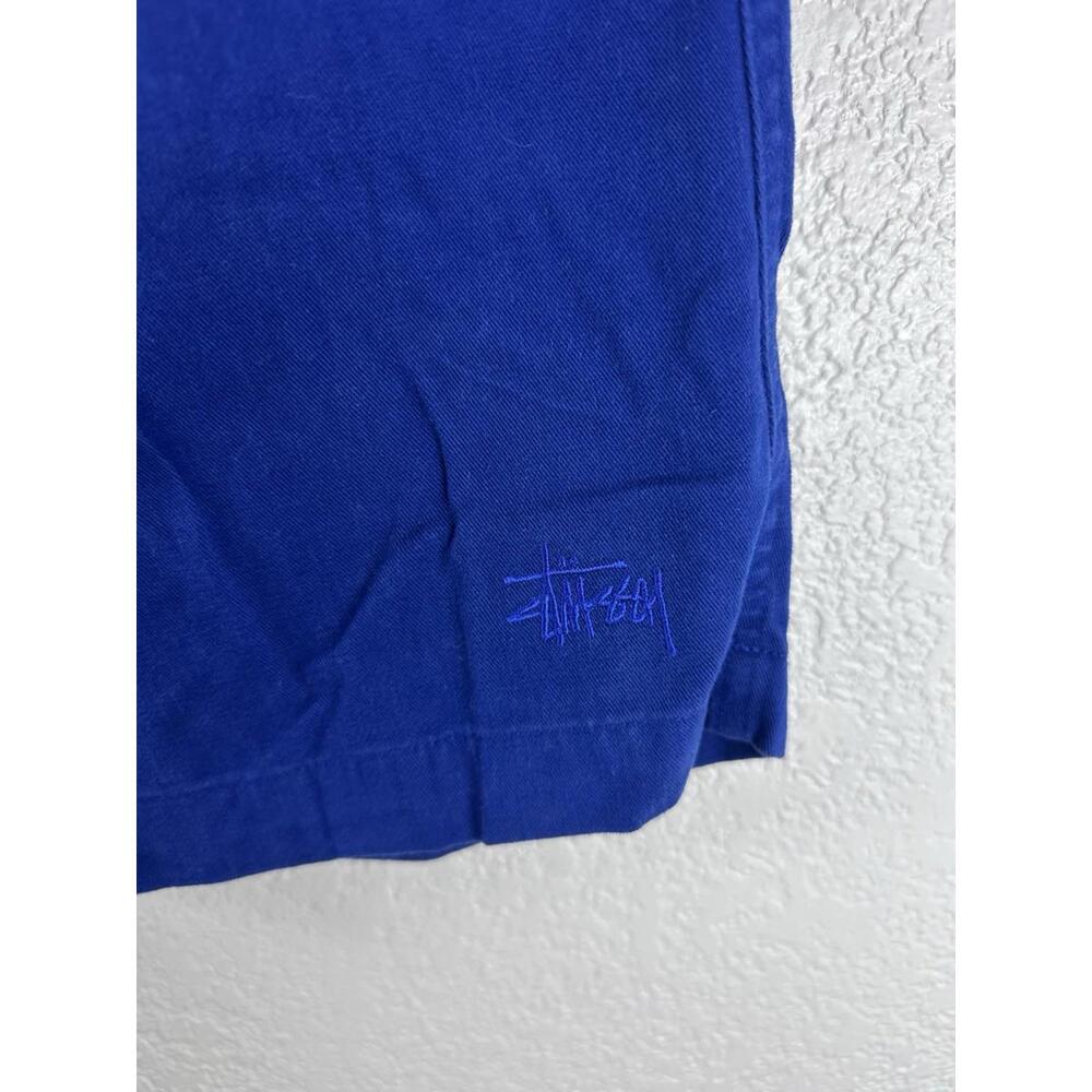 Stussy Blue Drawstring Shorts Made In USA Cotton Streetwear Mens Size M - Picture 3 of 8